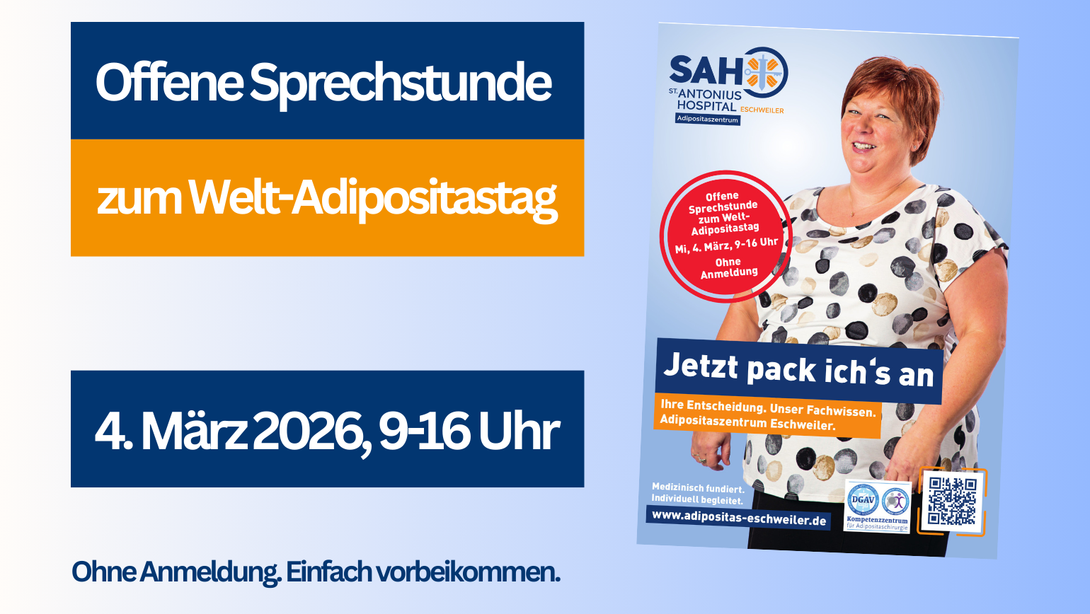 Vorbeikommen – Fragen stellen. „Offene Sprechstunde zum Welt-Adipositastag im Adipositaszentrum Eschweiler“.