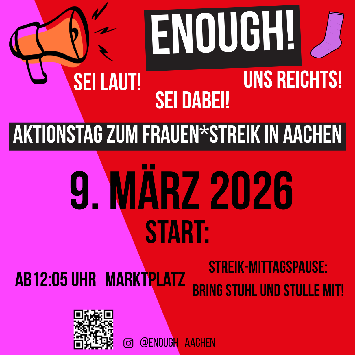 „Enough – genug!“. Der globale Frauenstreiktag in Aachen.