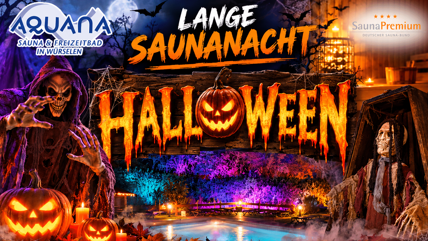 Lange Saunanacht. Halloween im Aquana in Würselen.